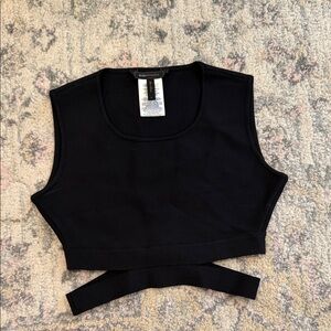 BCBGMaxAzria Black Cross-Strap Crop Top